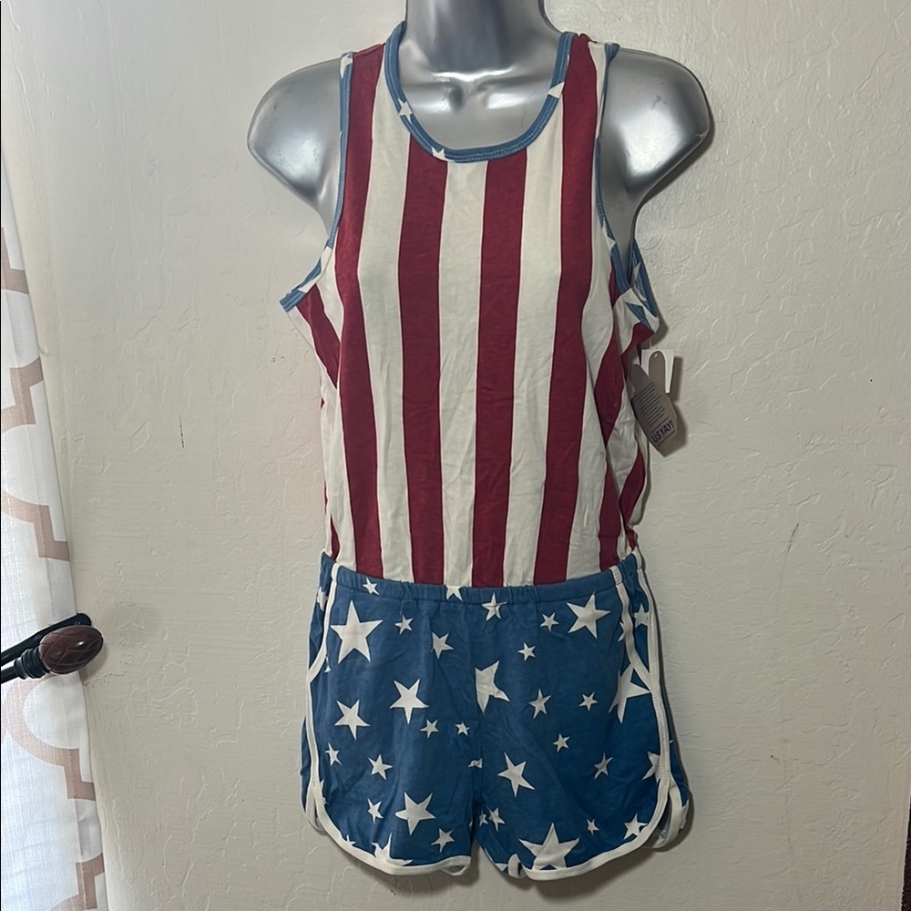 Patriotic Striped and Starred Women’s  Two Rompers